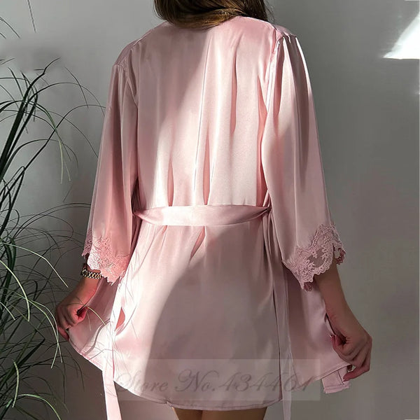 Elegant Satin Lace Nightwear