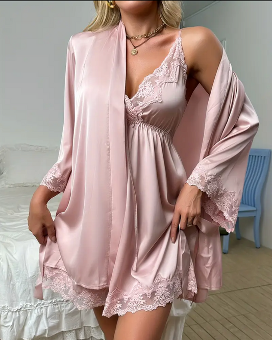 Satin Night Duo – Slip Dress + Robe